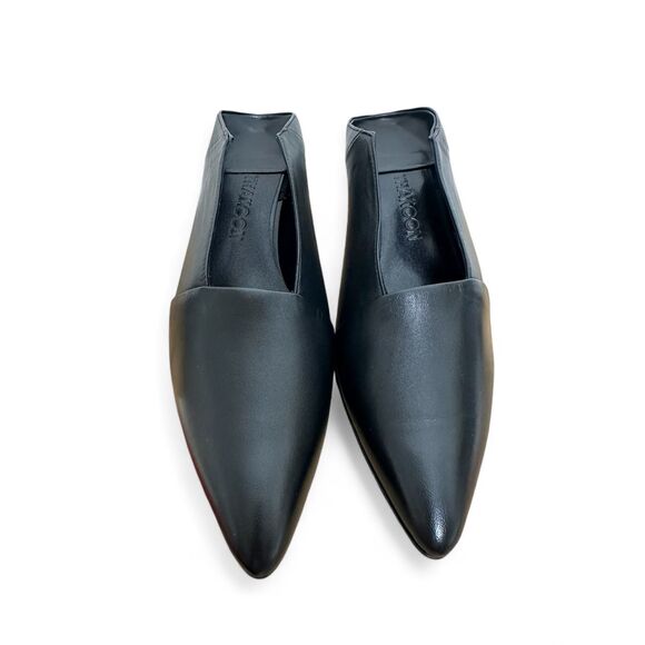 Thakoon Black Leather Kitten Heel Mule Square Pointed Toe Retro Vamp Pinup New - Picture 5 of 10